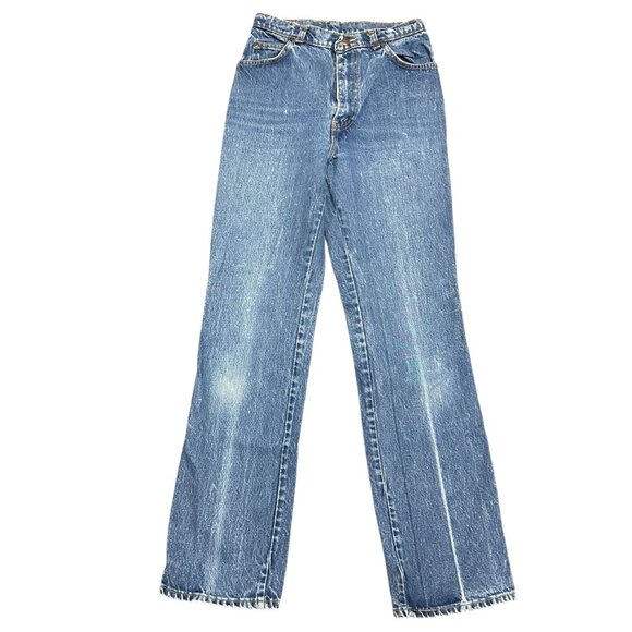 Vintage H.I.S. 10/11 Chic Blue Mom Jeans High Waist Straight Creased Made in USA - Picture 12 of 16